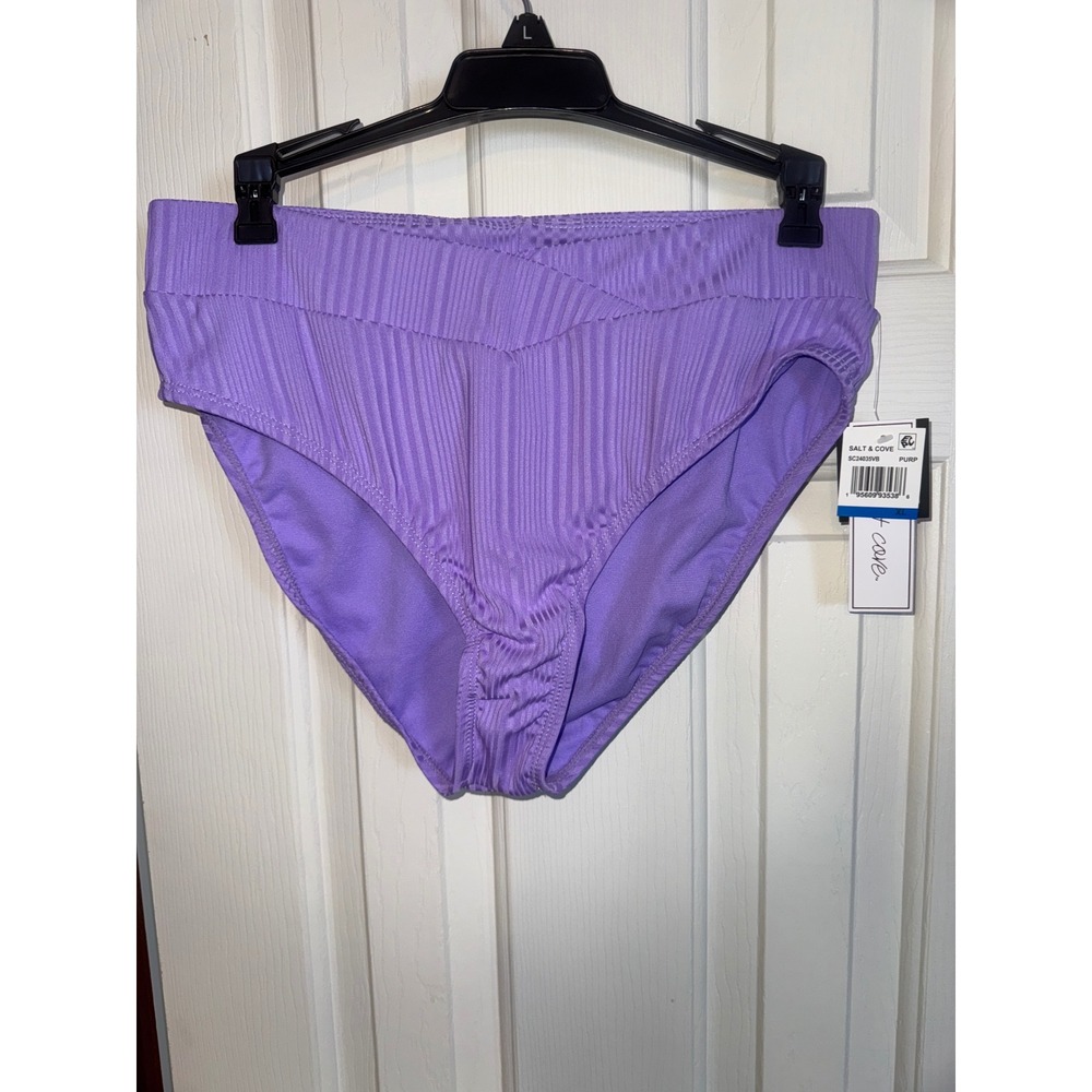 Salt & Cove High Waist Swimsuit Bottoms Ribbed Purple Extra Large XL